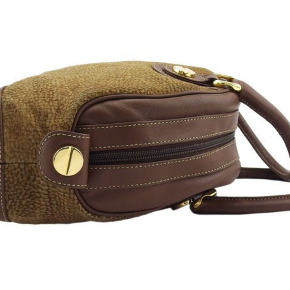 BORBONESE Handbag Quail Pattern Authentic Used t2… - image 3